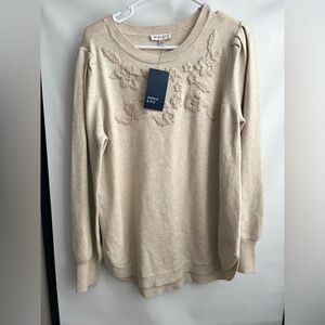 Crown & Ivy Ivory Floral Knit Top